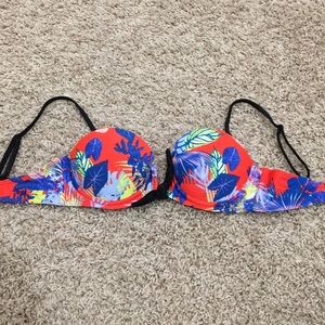 Bright Hawaiian flower print bikini top